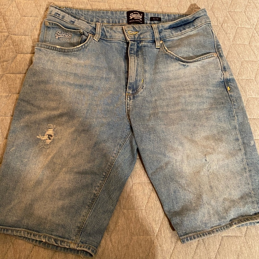 SuperDry mens jean shorts size 32 waist